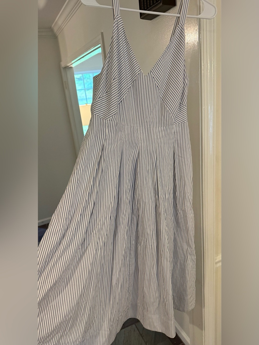 Alex Mill White Dress with Navy Pinstripes
